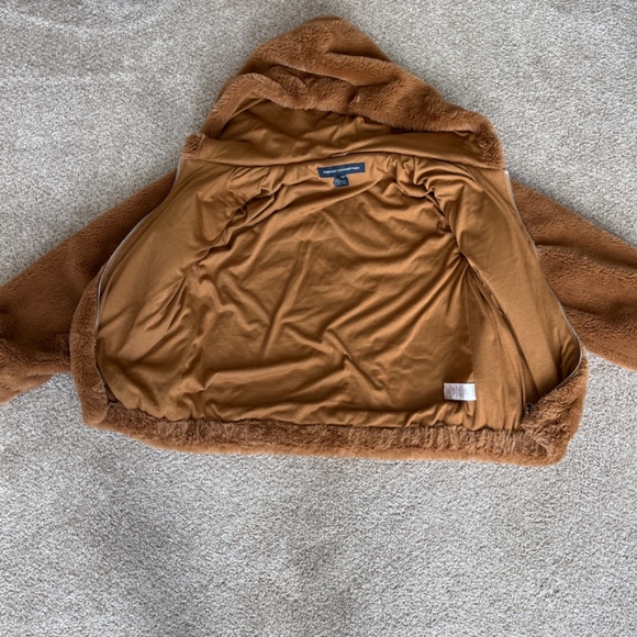 Brown Faux Fur Zip Up Hoodie - Picture 5 of 6